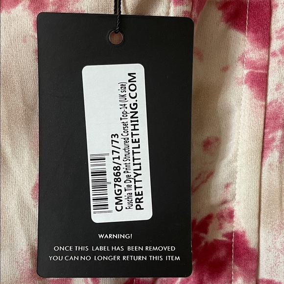 PrettyLittleThing Fuschia tie dye print structured Corset Top UK 14-US Size 10 - Picture 5 of 11